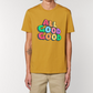 Yellow regular fit t-shirt with 'ALL GOOD GOOD' design.