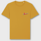 Yellow organic t-shirt with TOO MANY T'S original design.