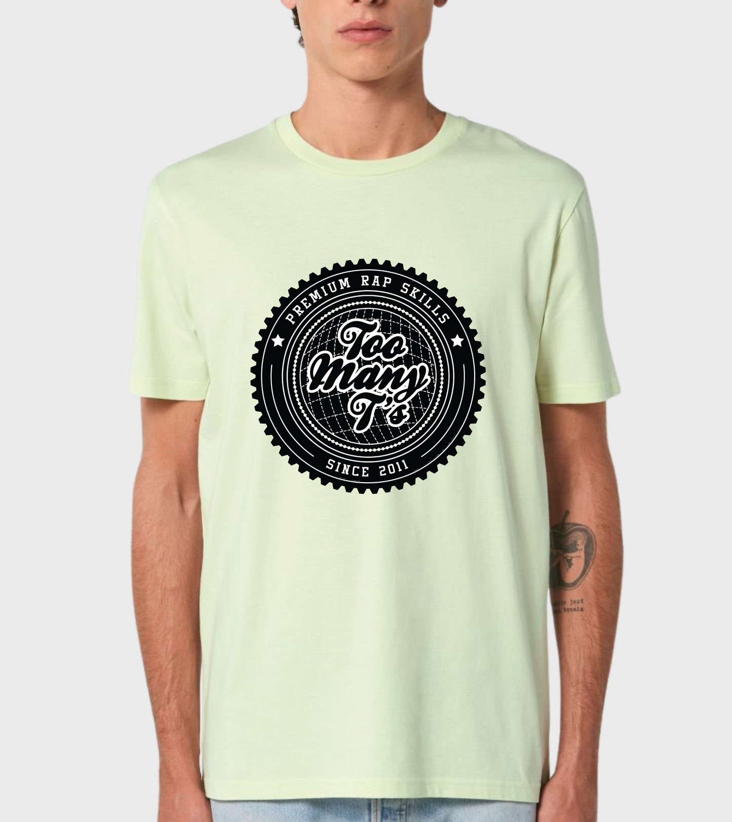 Mint green regular fit t-shirt with black premium rap skills design.