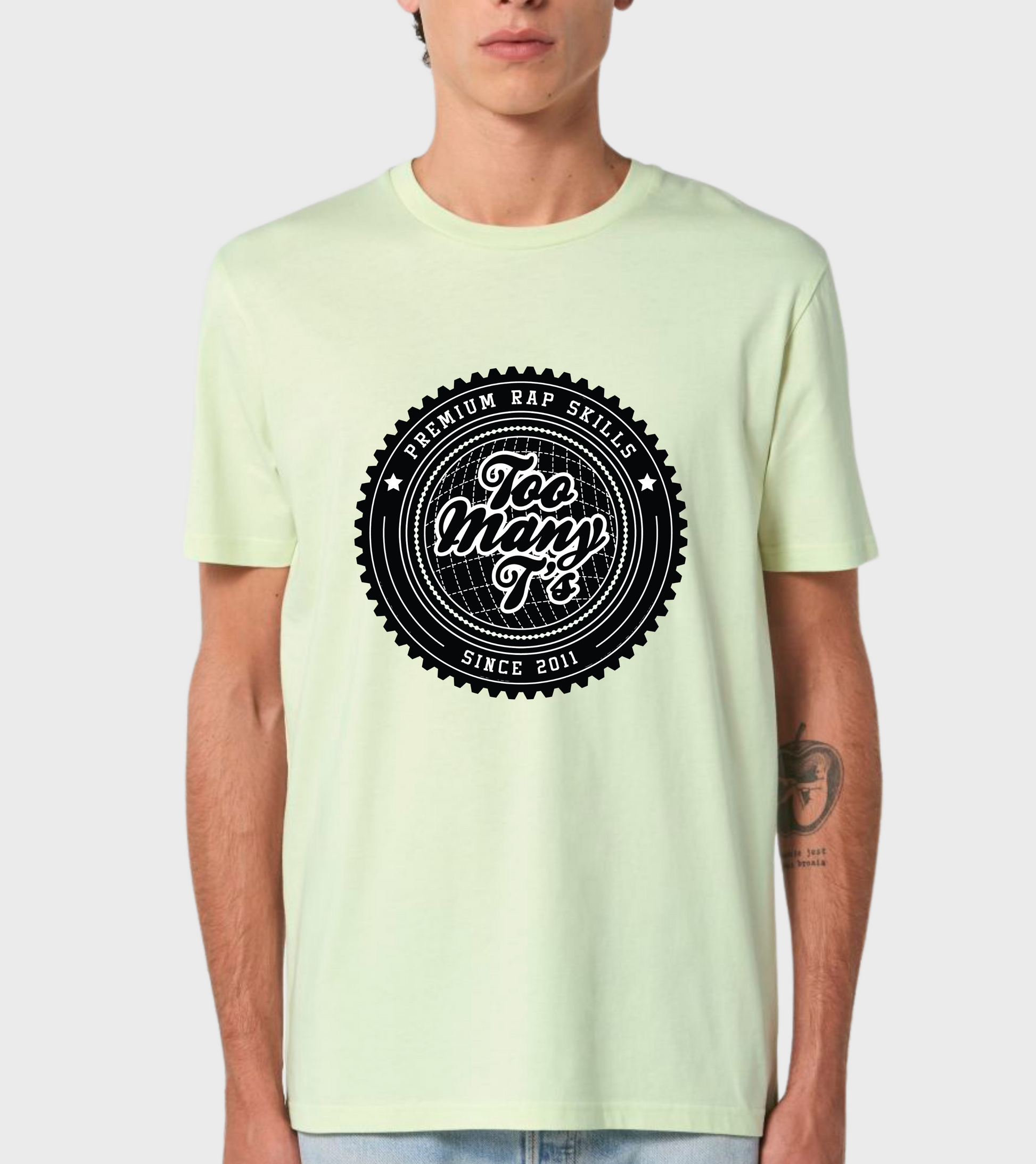 Mint green regular fit t-shirt with black premium rap skills design.